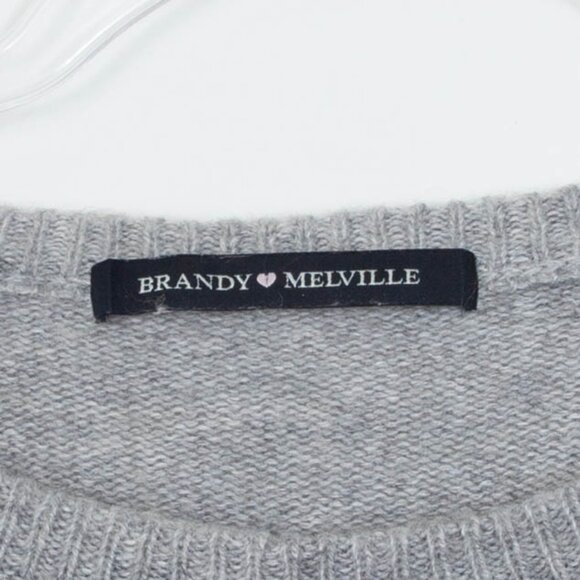 Brandy Melville Wool Cashmere Blend Long Sleeve Gray‎ Striped Sweater - Picture 6 of 9